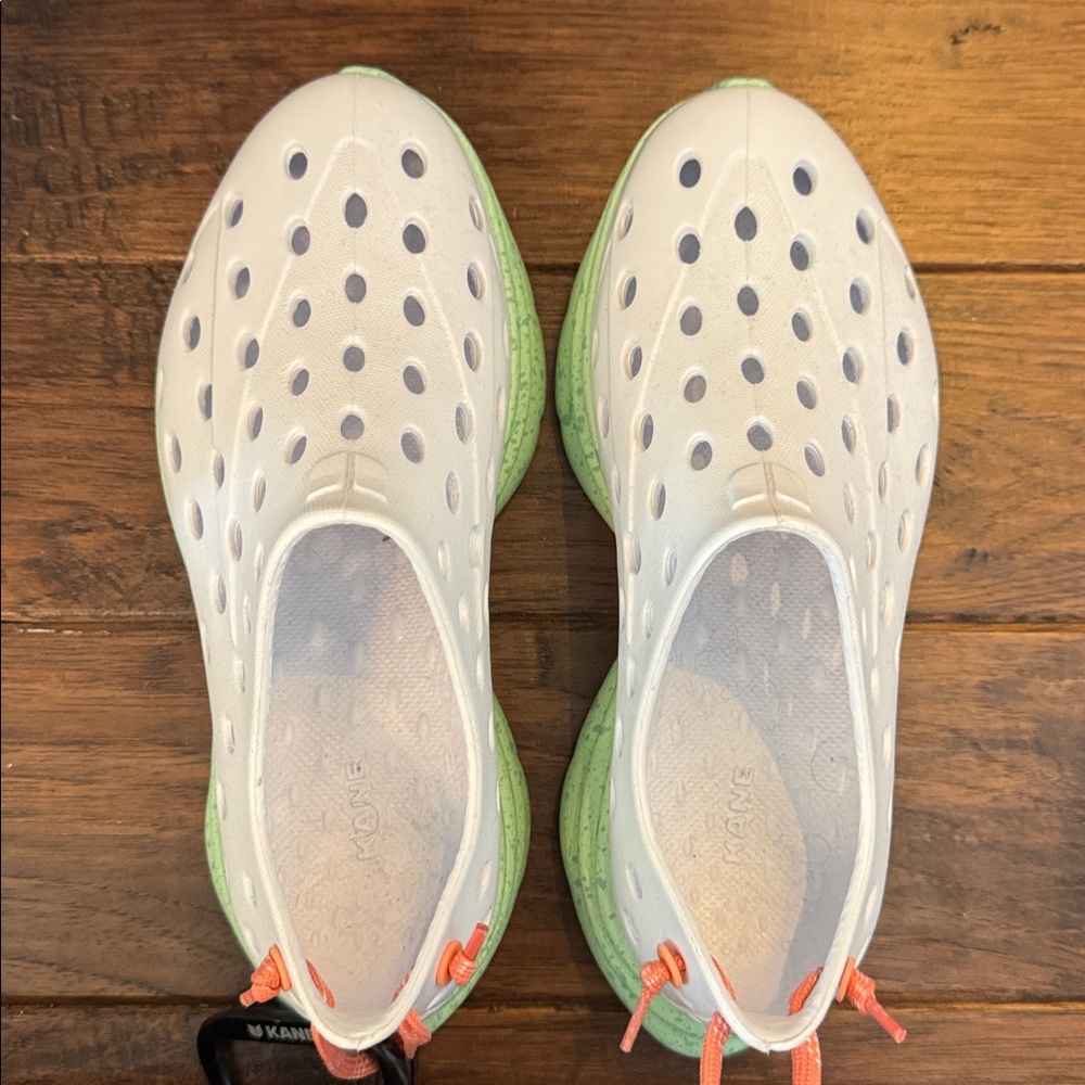 White and Green Slip-On Shoes